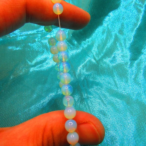 Opalite 6mm Round 7" Stretchy Gemstone Bracelet - Picture 3 of 3